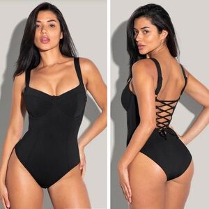 NWT Ta3 Lifty Black One Piece Shapewear Swimsuit, Corset-Style, XL Reg/Long-B/C